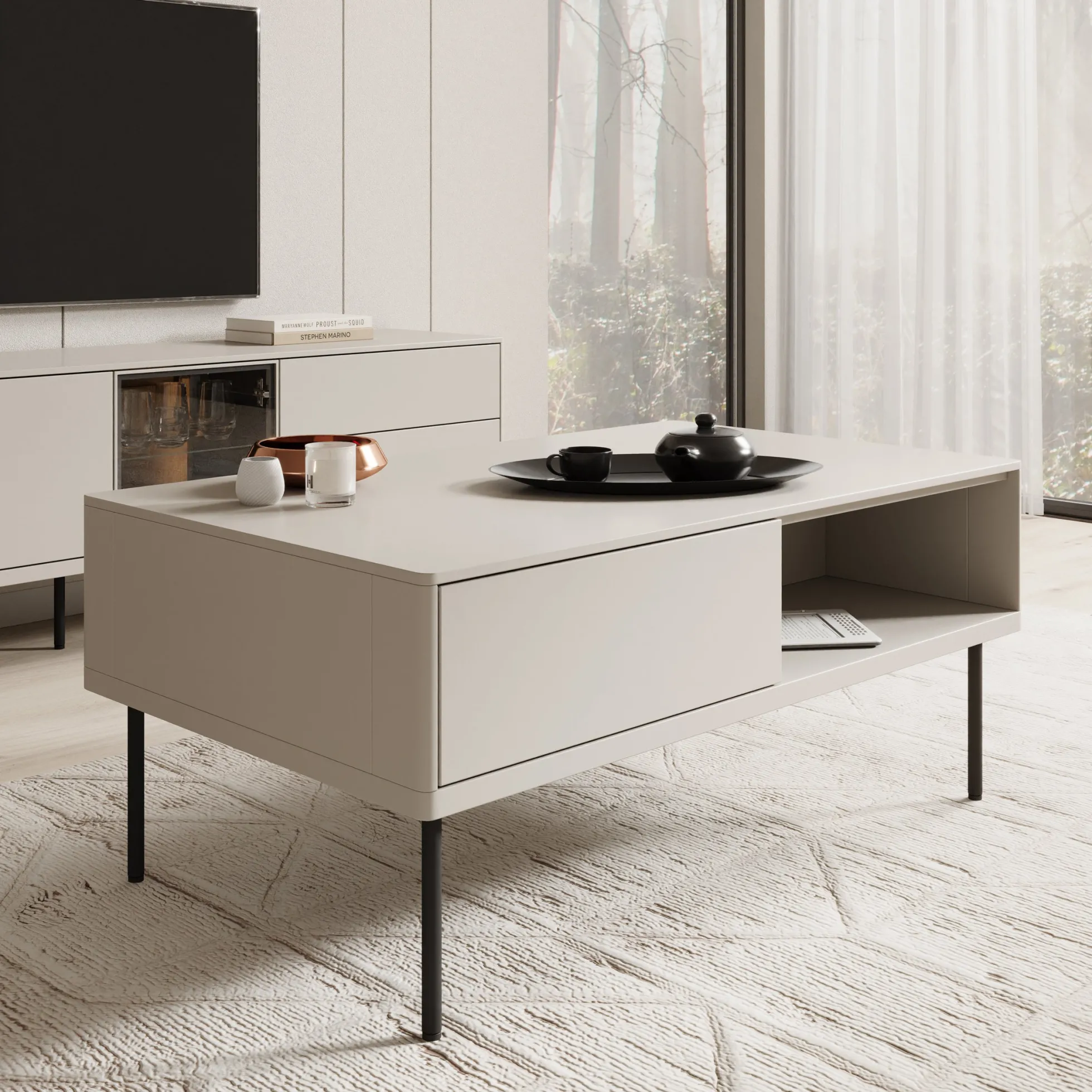 Estrella - Salontafel - Beige - 110x67x48 cm