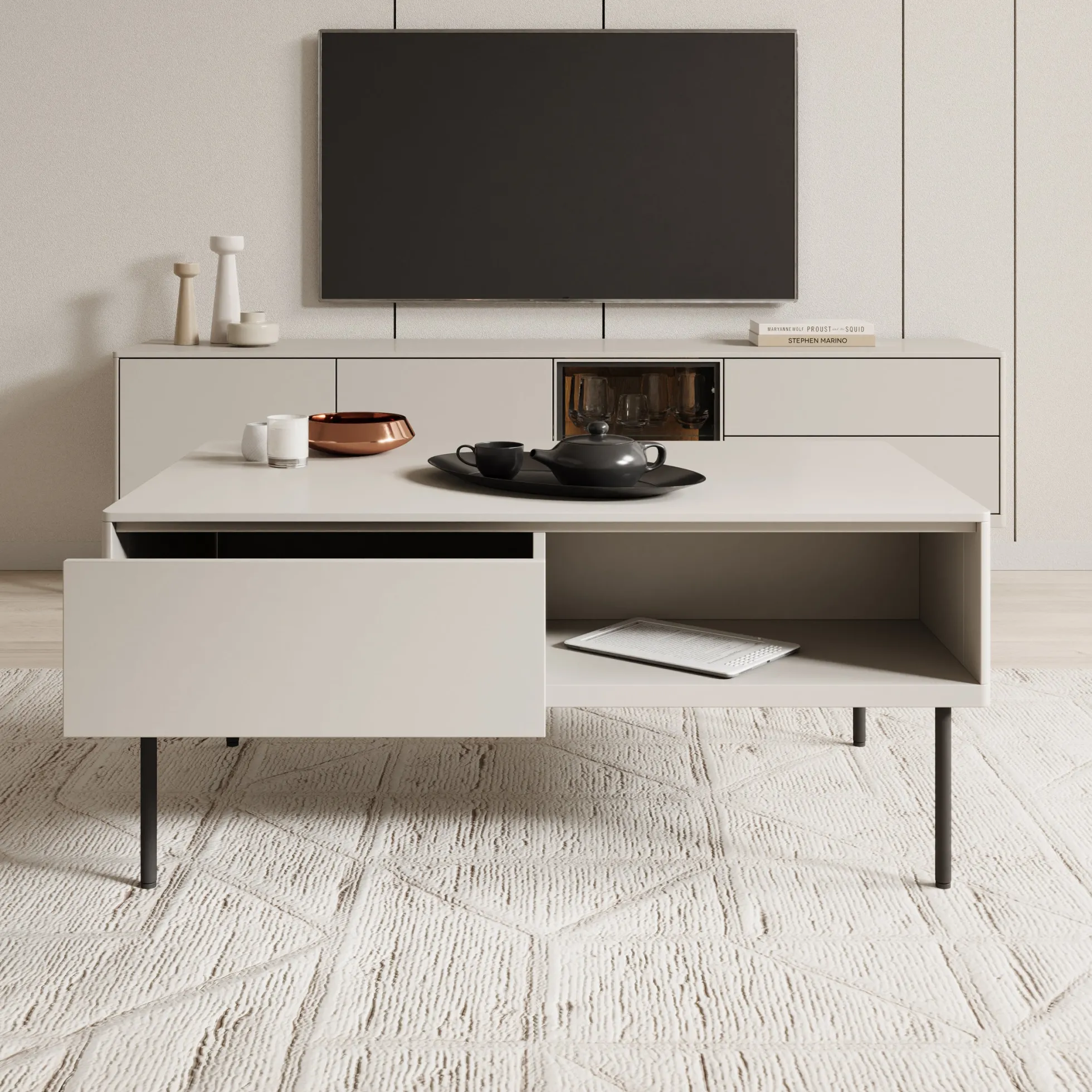 Estrella - Salontafel - Beige - 110x67x48 cm