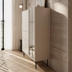 Estrella - Vitrinekast - Beige - 98x41x140 cm