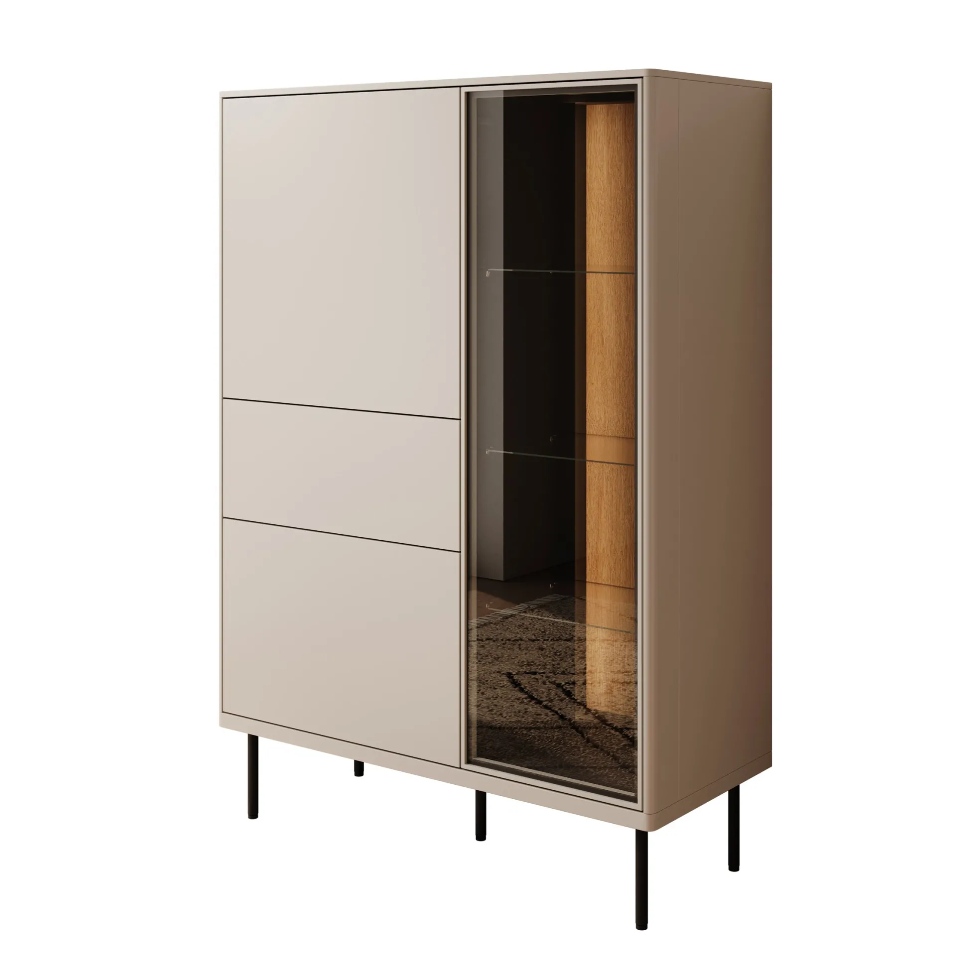 Estrella - Vitrinekast - Beige - 98x41x140 cm