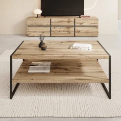 Etsu - Salontafel - Eikenpatroon - 100x65x43 cm