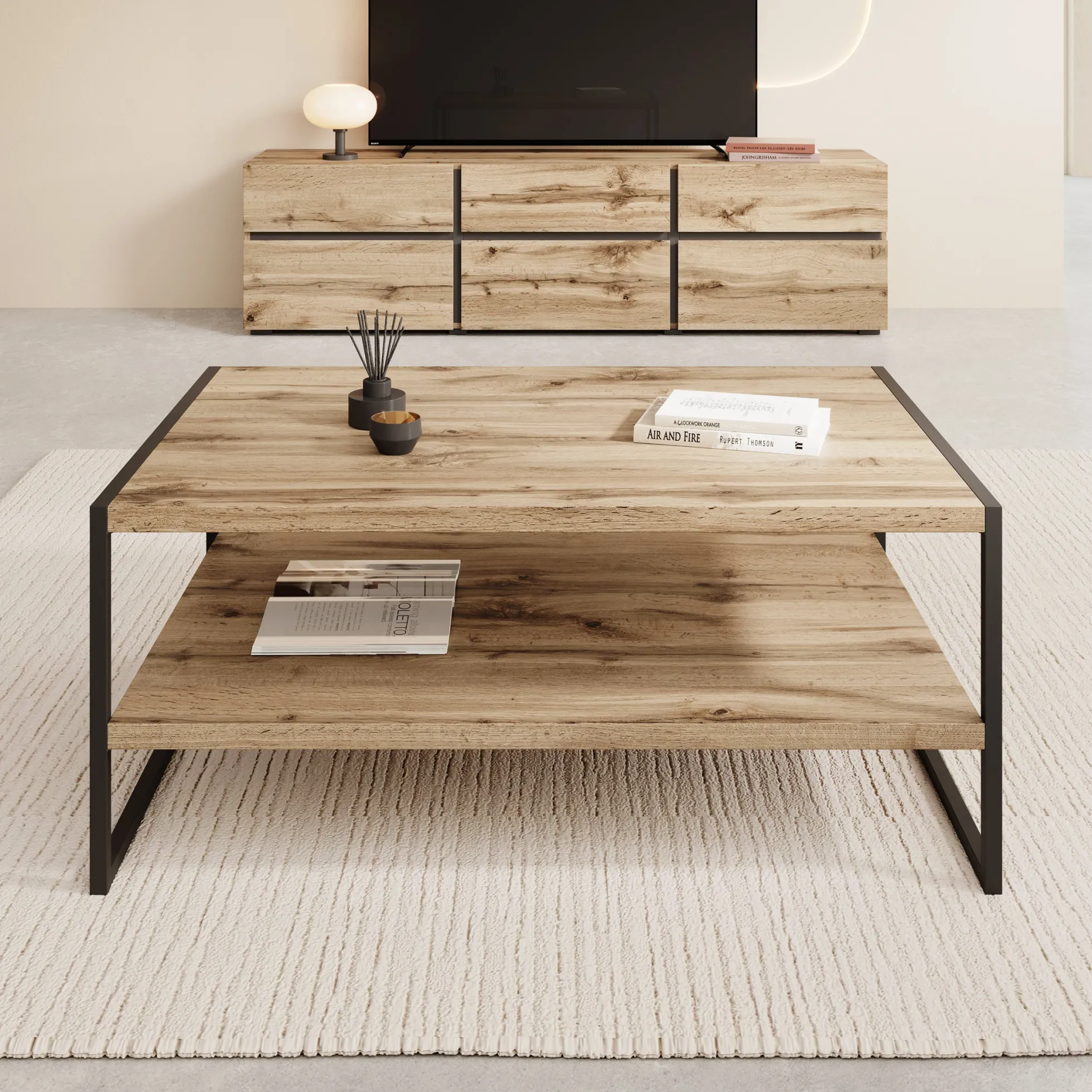 Etsu - Salontafel - Eikenpatroon - 100x65x43 cm