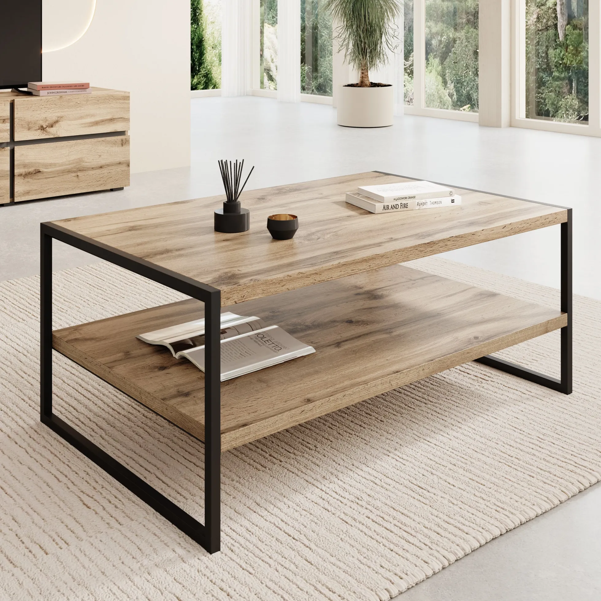 Etsu - Salontafel - Eikenpatroon - 100x65x43 cm