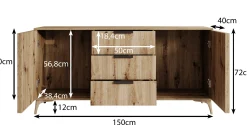 Evy - Dressoir - Eiken - 150x40x72 cm