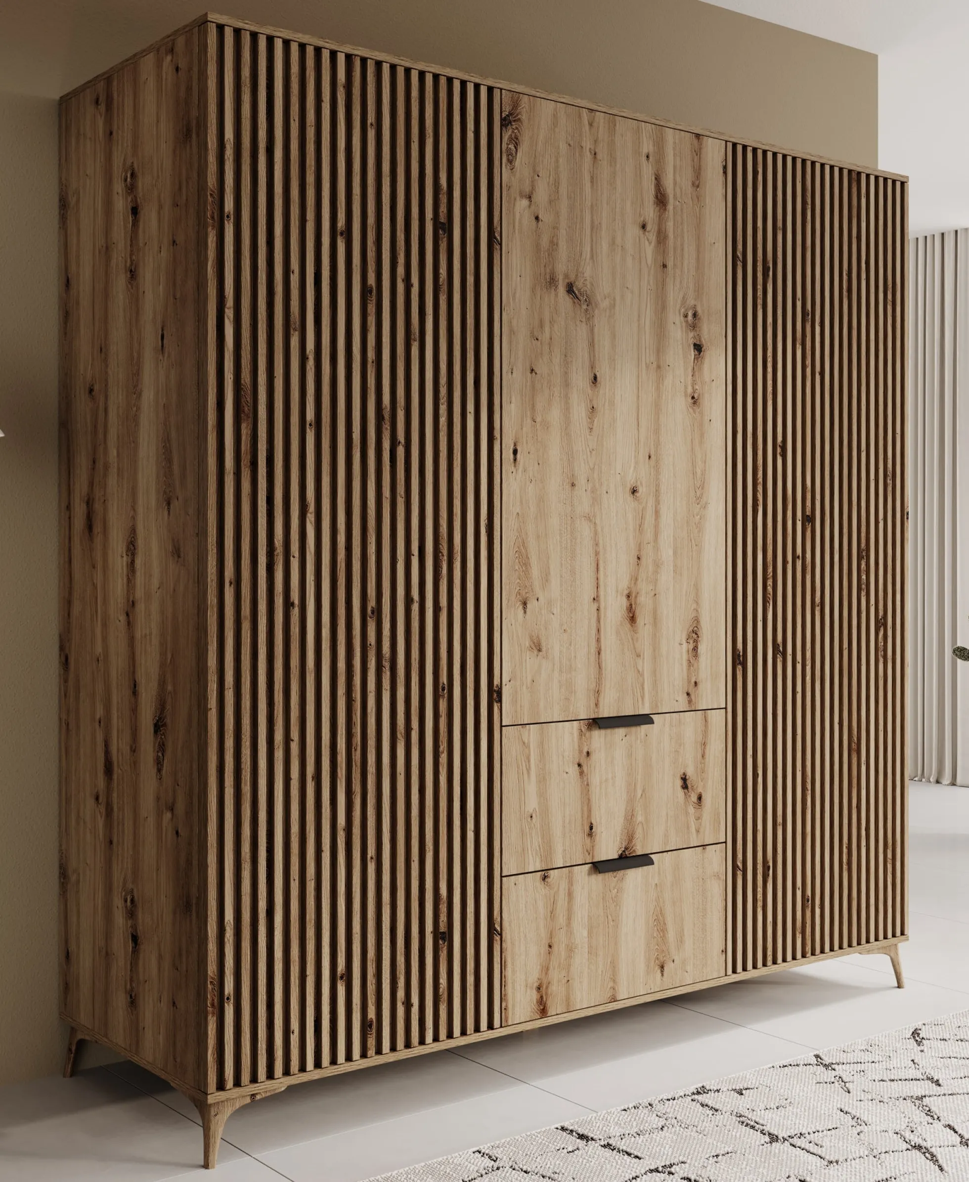 Evy - Kledingkast 3-deurs - Eiken - 185x60x192 cm