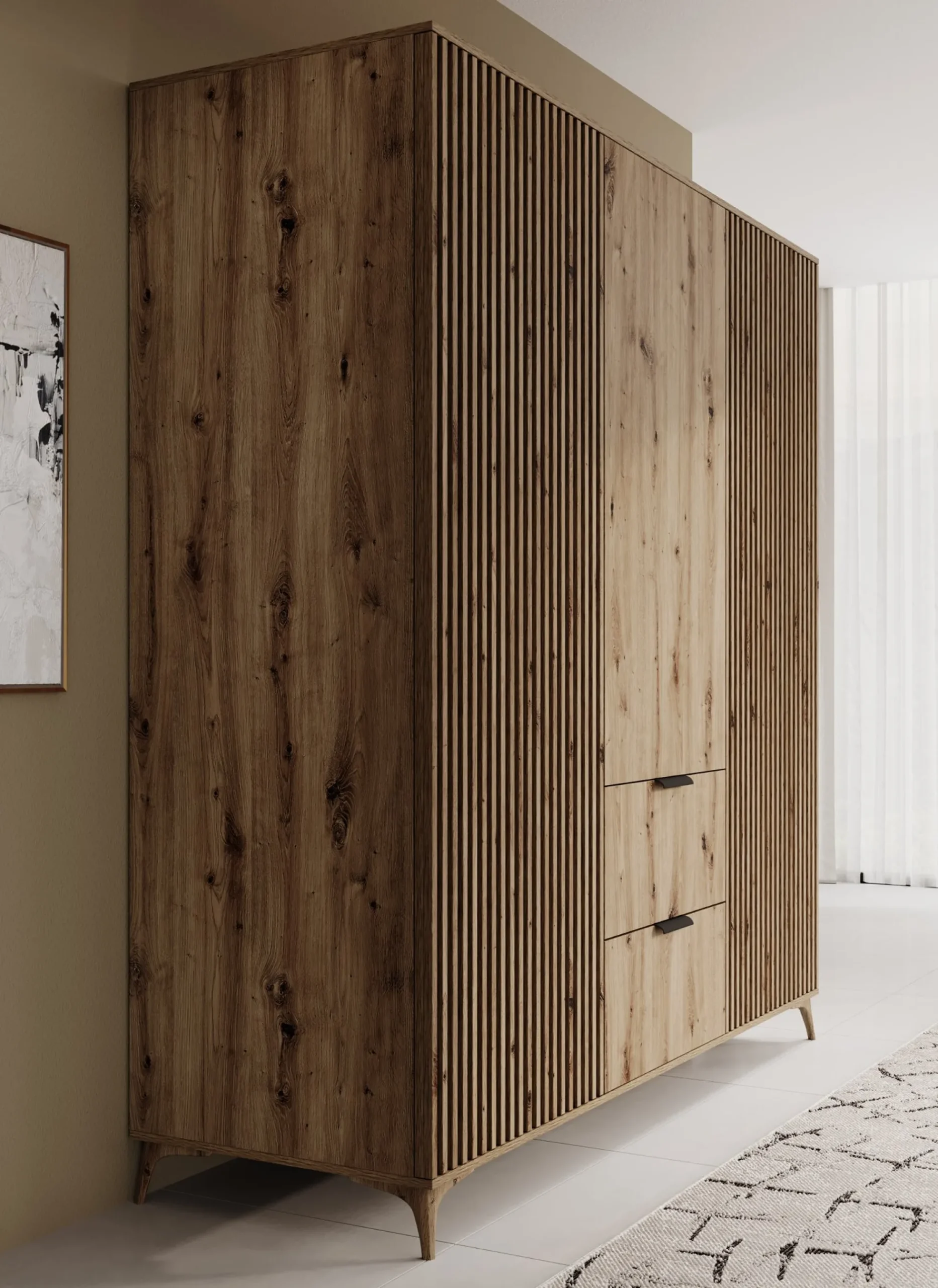 Evy - Kledingkast 3-deurs - Eiken - 185x60x192 cm