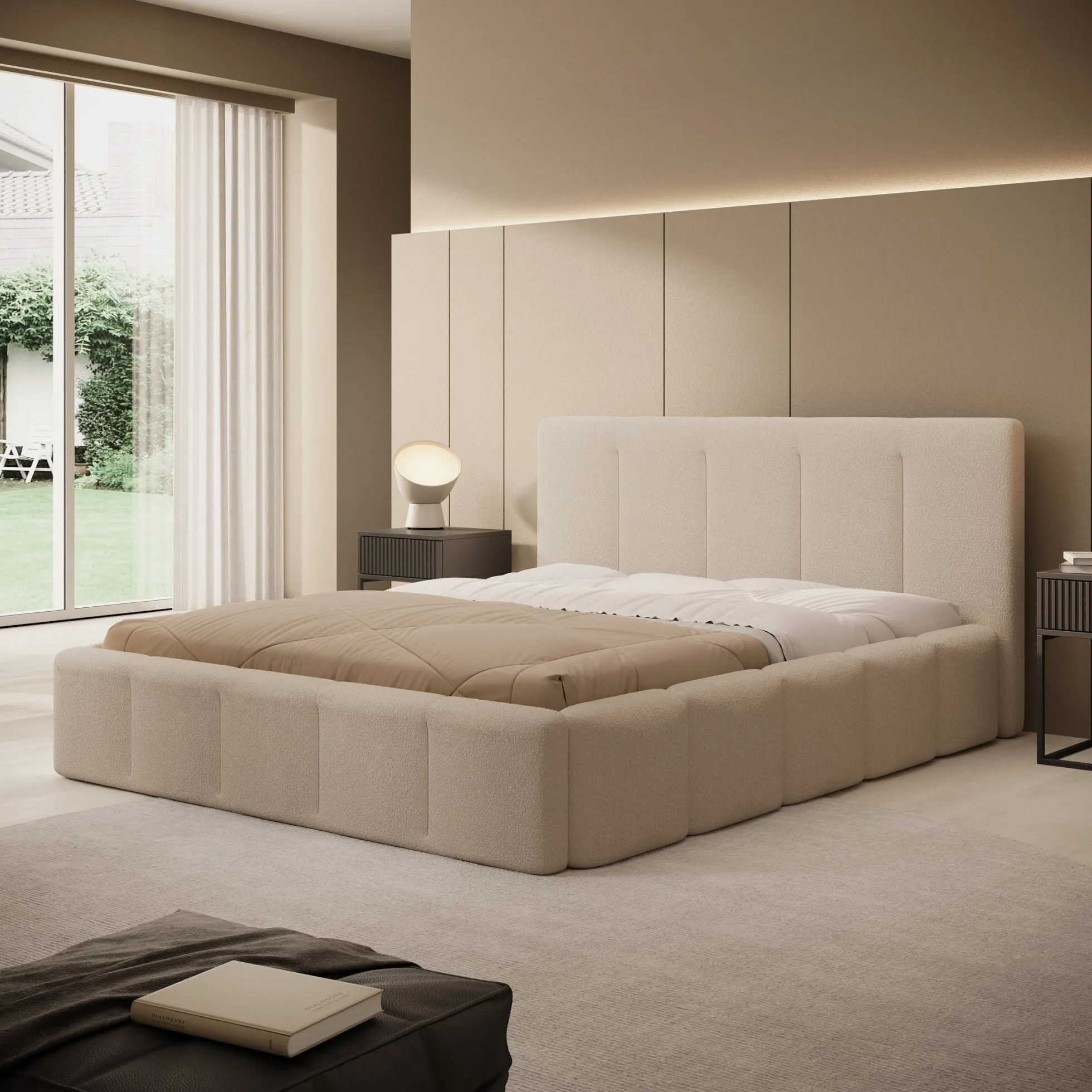 Excalibur - Tweepersoonsbed - Teddystof beige - 160x200 cm
