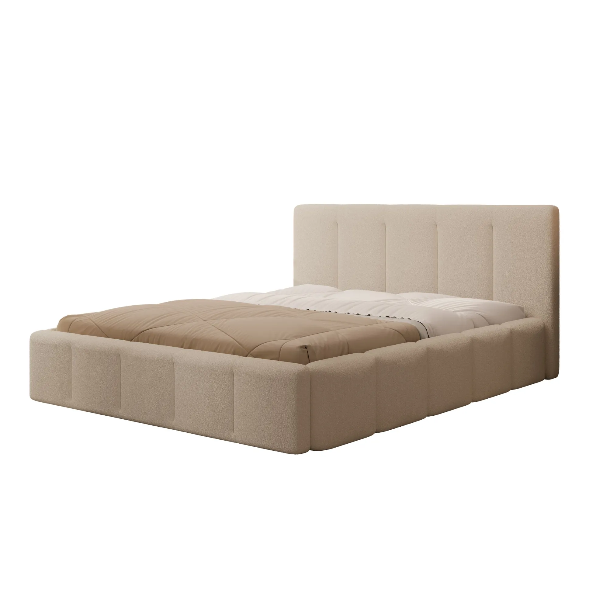 Excalibur - Tweepersoonsbed - Teddystof beige - 160x200 cm