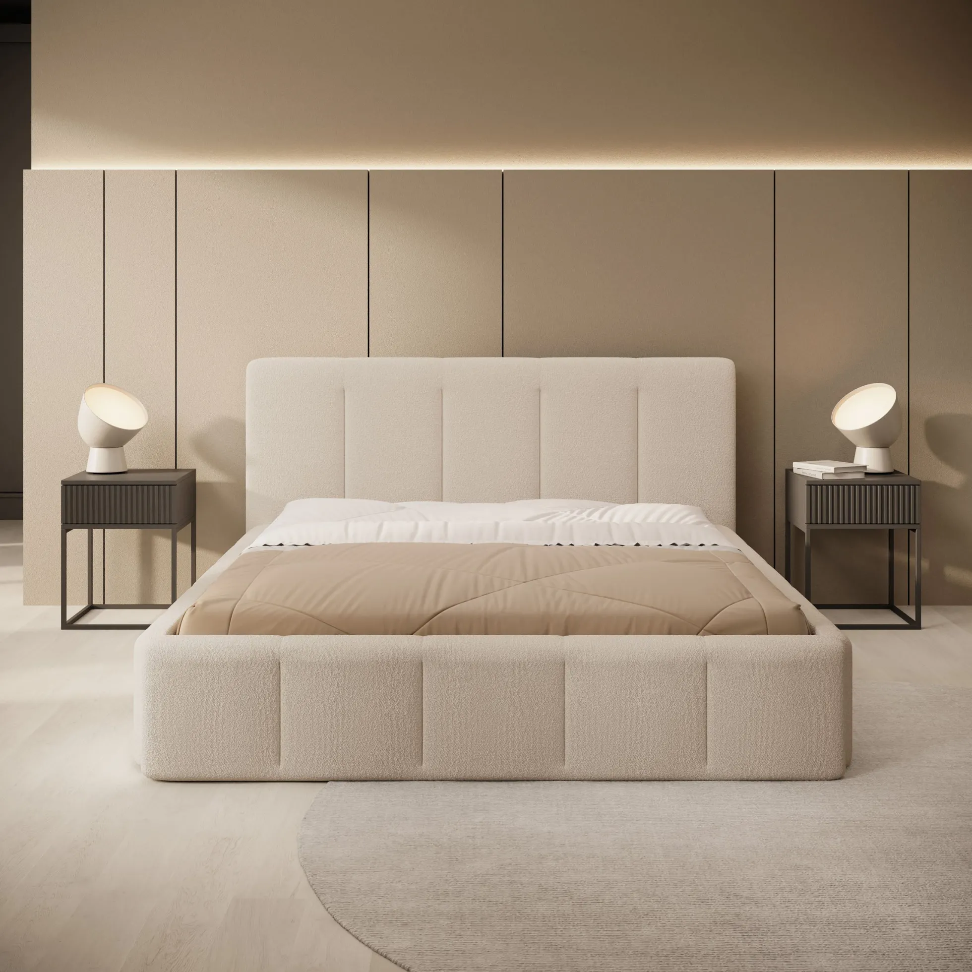 Excalibur - Tweepersoonsbed - Teddystof beige - 160x200 cm