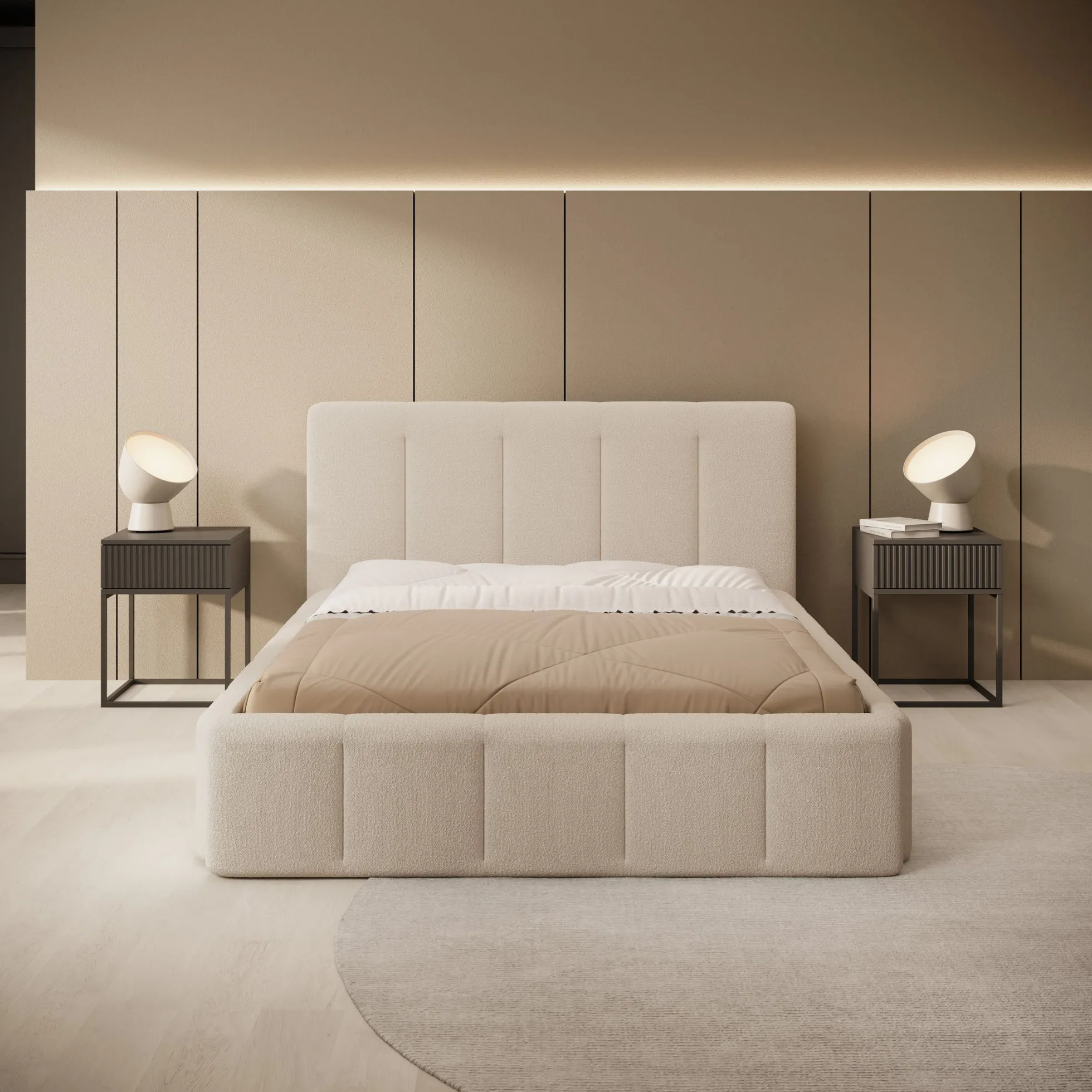 Excalibur - Tweepersoonsbed - Teddystof beige - 140x200 cm