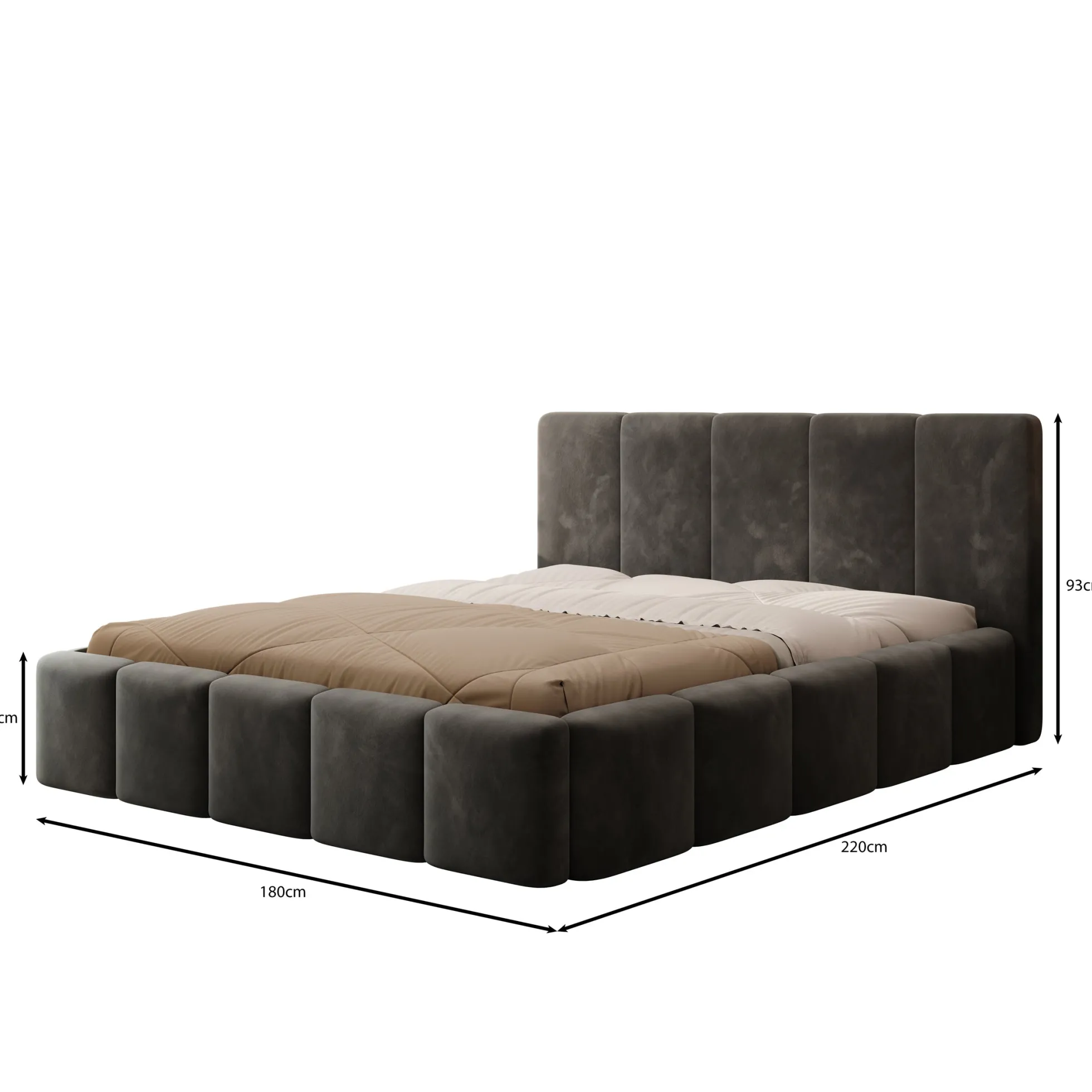 Excalibur - Tweepersoonsbed - Grijs teddystof - 160x200 cm