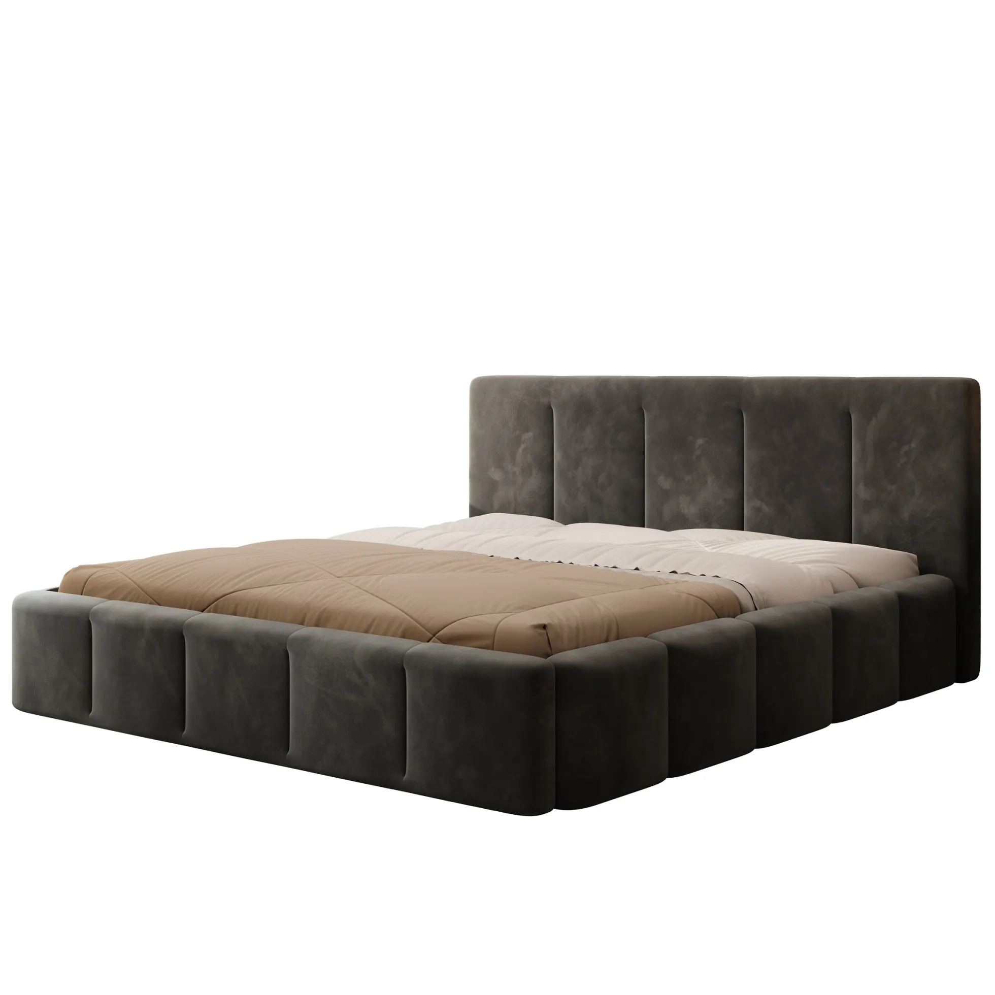 Excalibur - Tweepersoonsbed - Zwart velvet - 180x200 cm