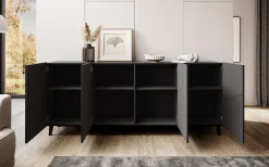 Ezer - Dressoir - Zwart - 200x40x82 cm