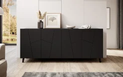 Ezer - Dressoir - Zwart - 200x40x82 cm