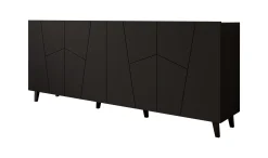 Ezer - Dressoir - Zwart - 200x40x82 cm