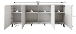 Ezer - Dressoir - Zwart - 200x40x82 cm