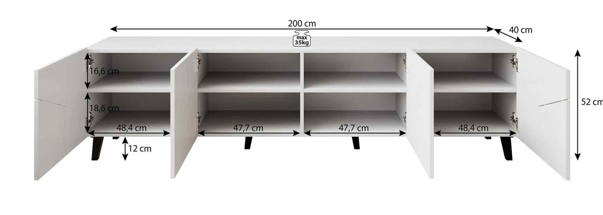 Ezer - TV-Meubel - Mat zwart