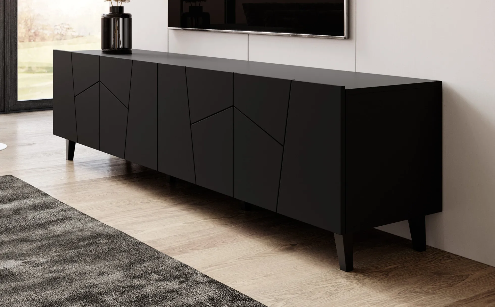 Ezer - TV-Meubel - Mat zwart