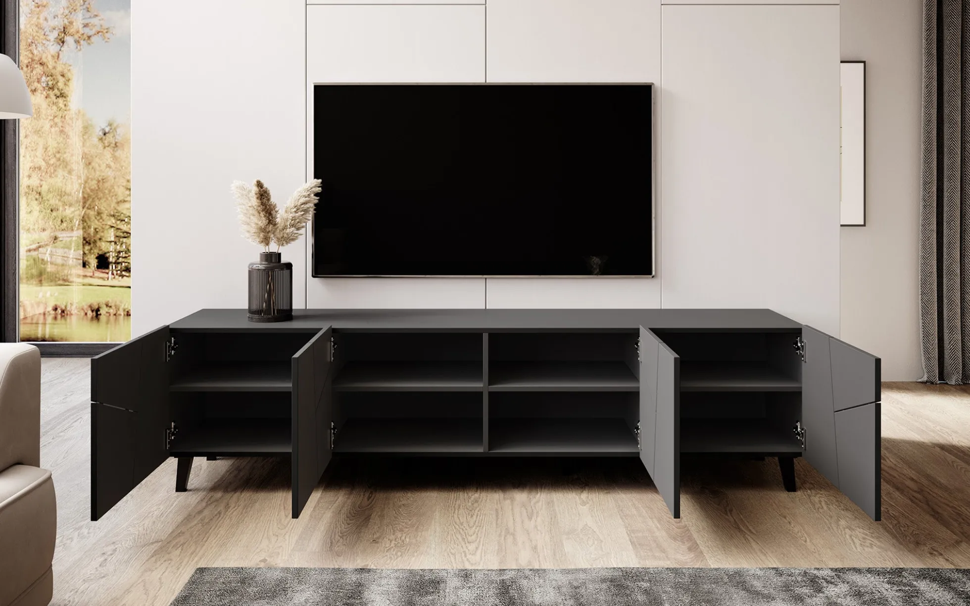 Ezer - TV-Meubel - Mat zwart