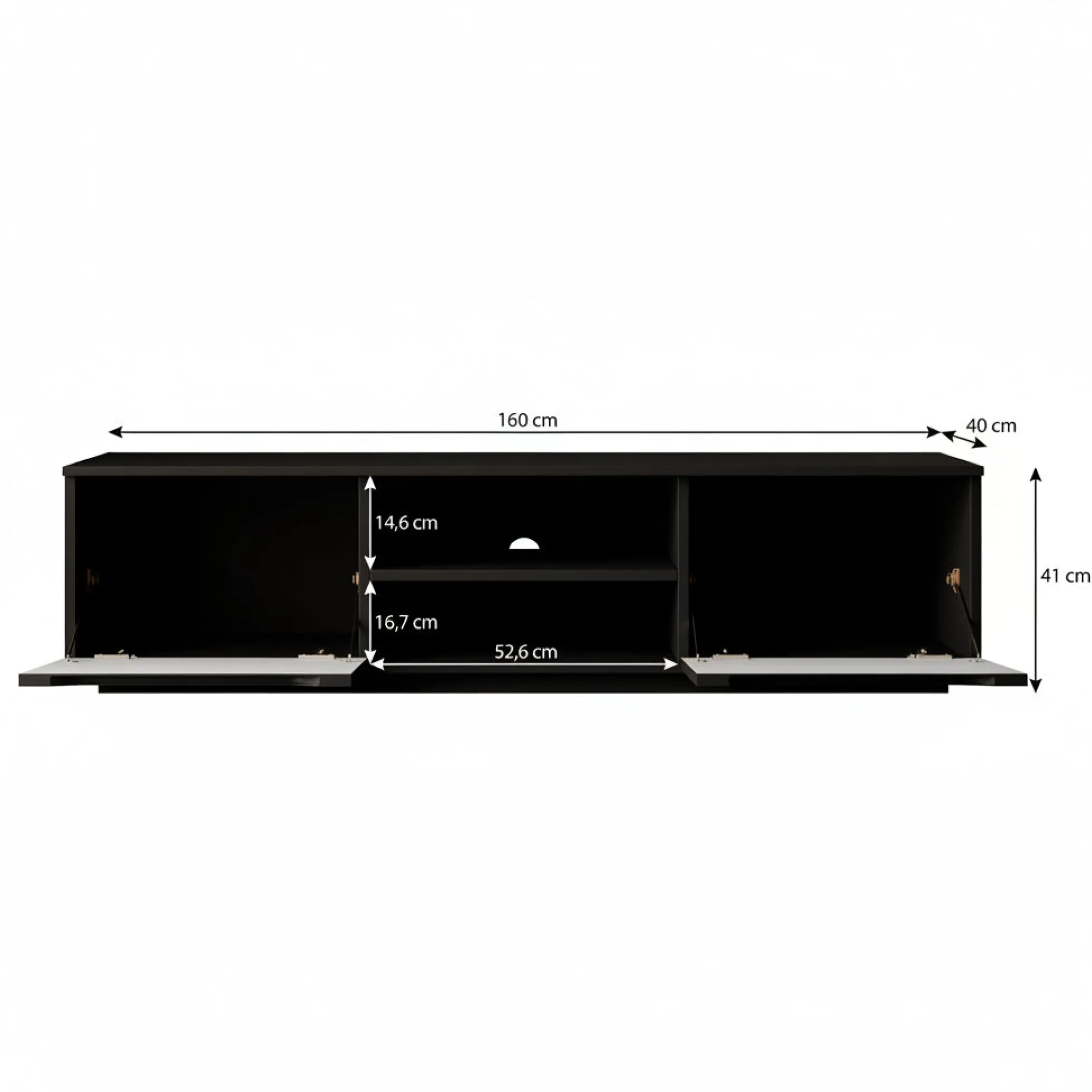 Fairmont - TV-Meubel - Mat zwart - 160 cm