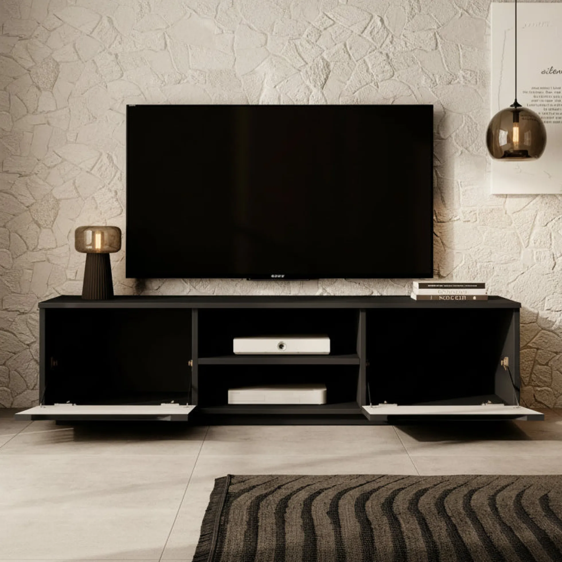 Fairmont - TV-Meubel - Mat zwart - 160 cm