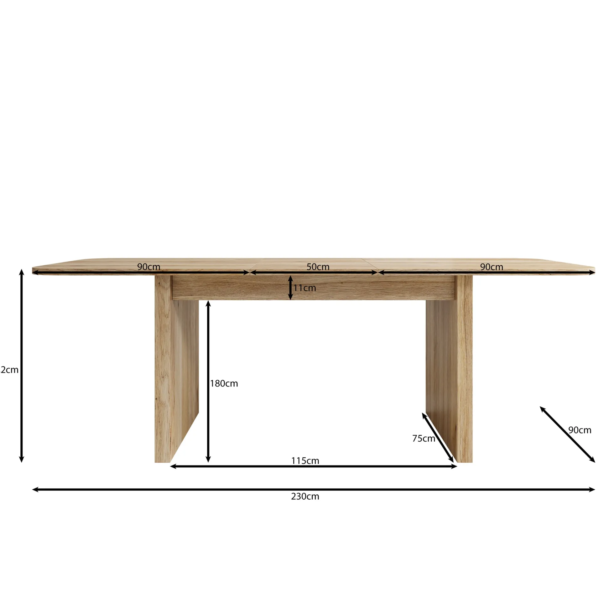 Falero - Eetkamertafel - Eiken - 180x90x77 cm