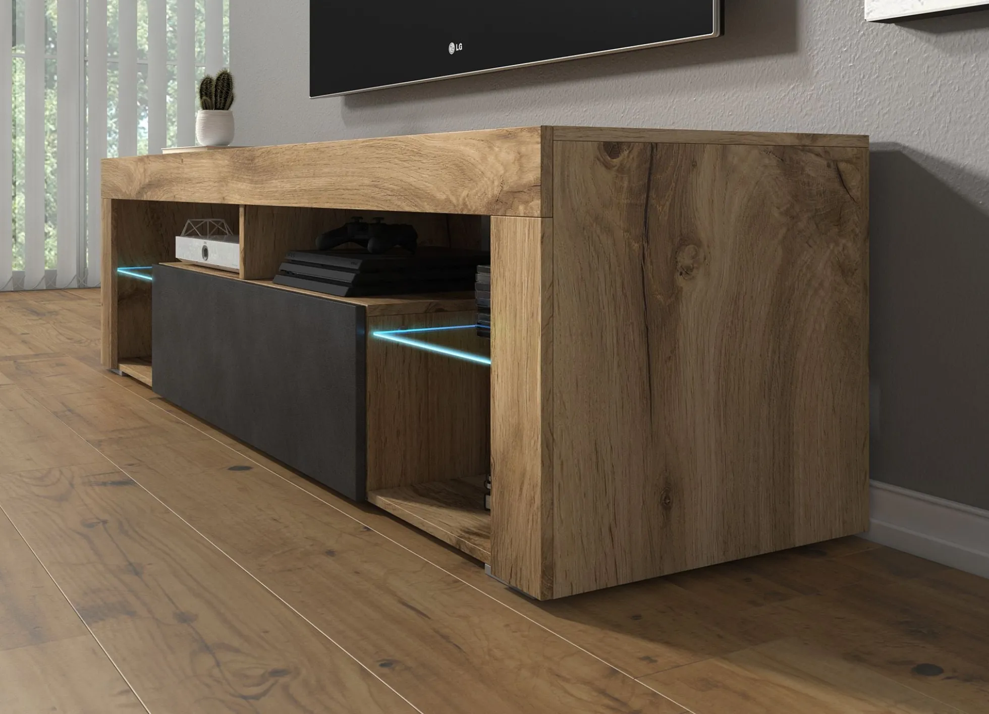 Fancy - TV-Meubel - Grijs/eiken - 140 cm
