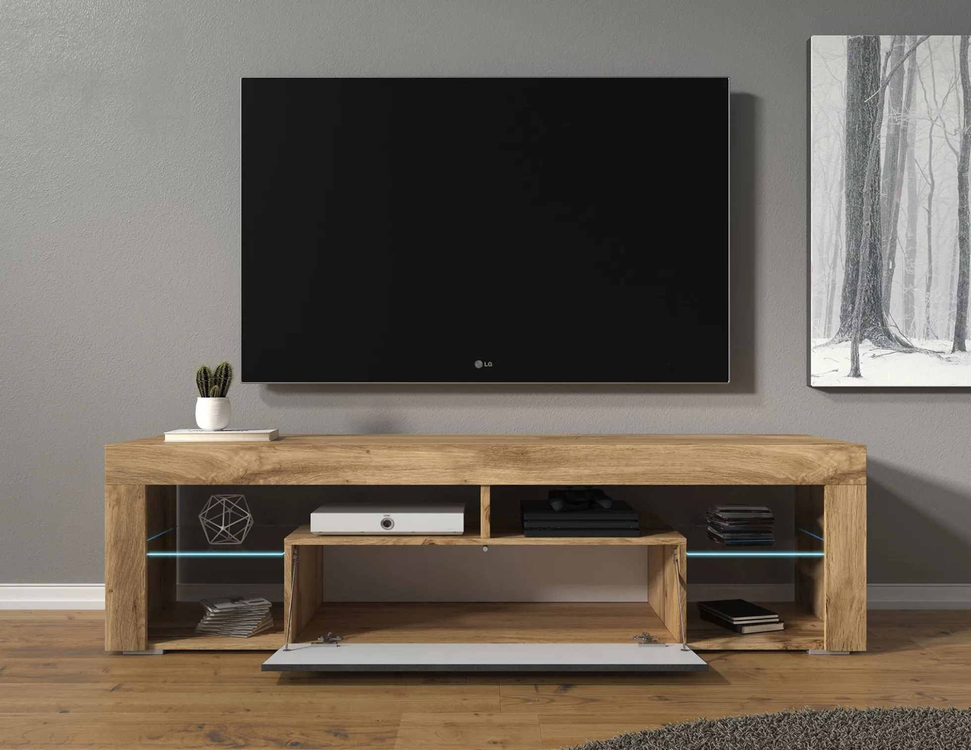 Fancy - TV-Meubel - Grijs/eiken - 140 cm