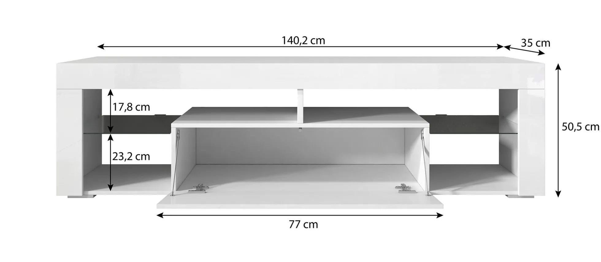 Fancy - TV-Meubel - Grijs/eiken - 140 cm