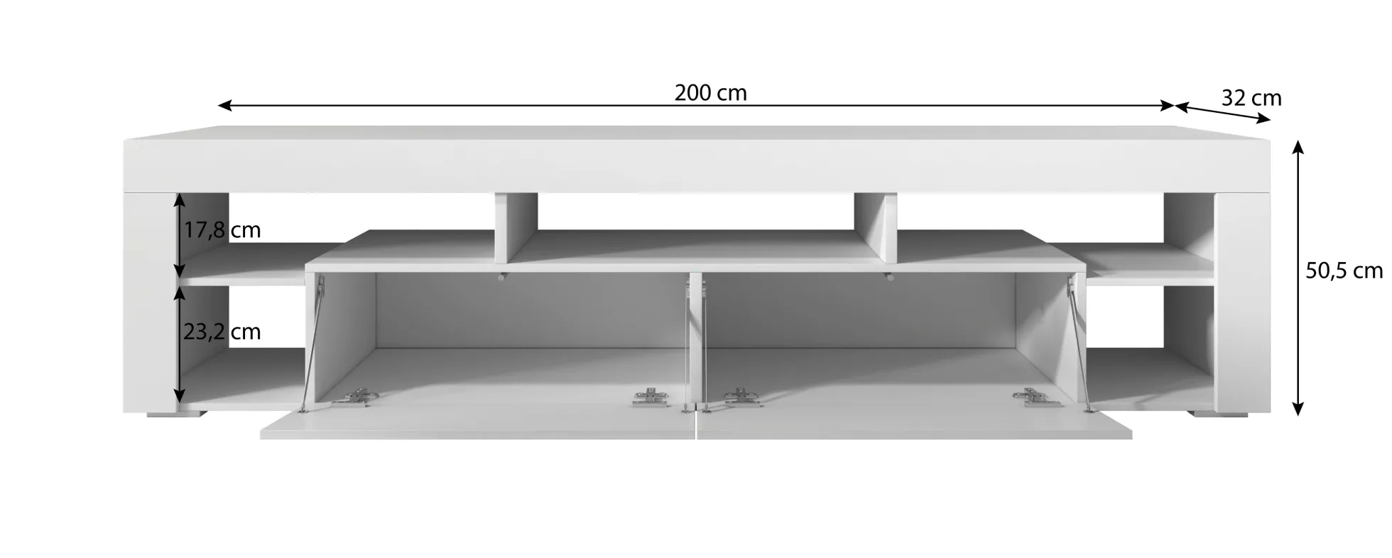 Fancy - TV-Meubel - Zwart - 200 cm
