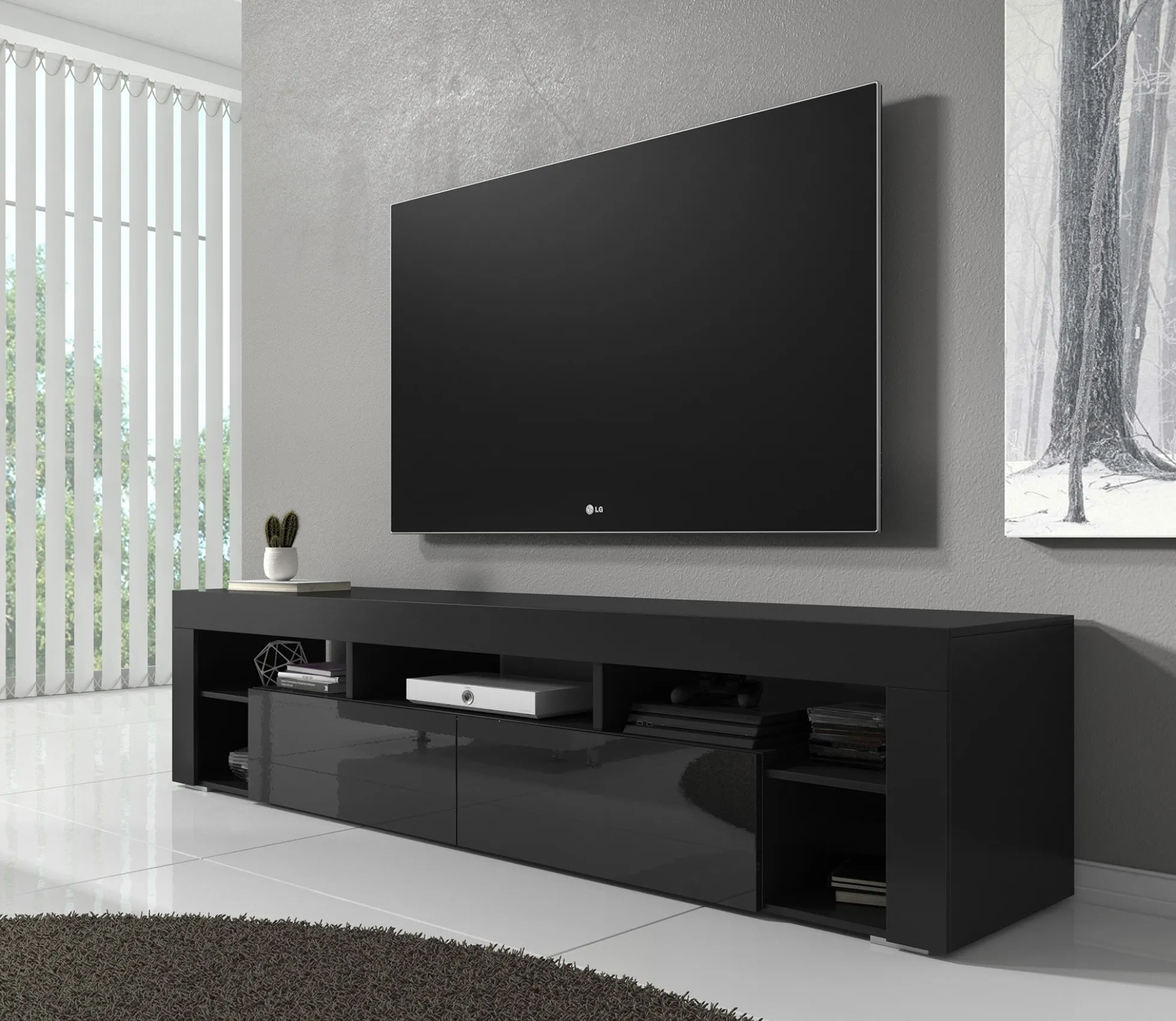 Fancy - TV-Meubel - Zwart - 200 cm