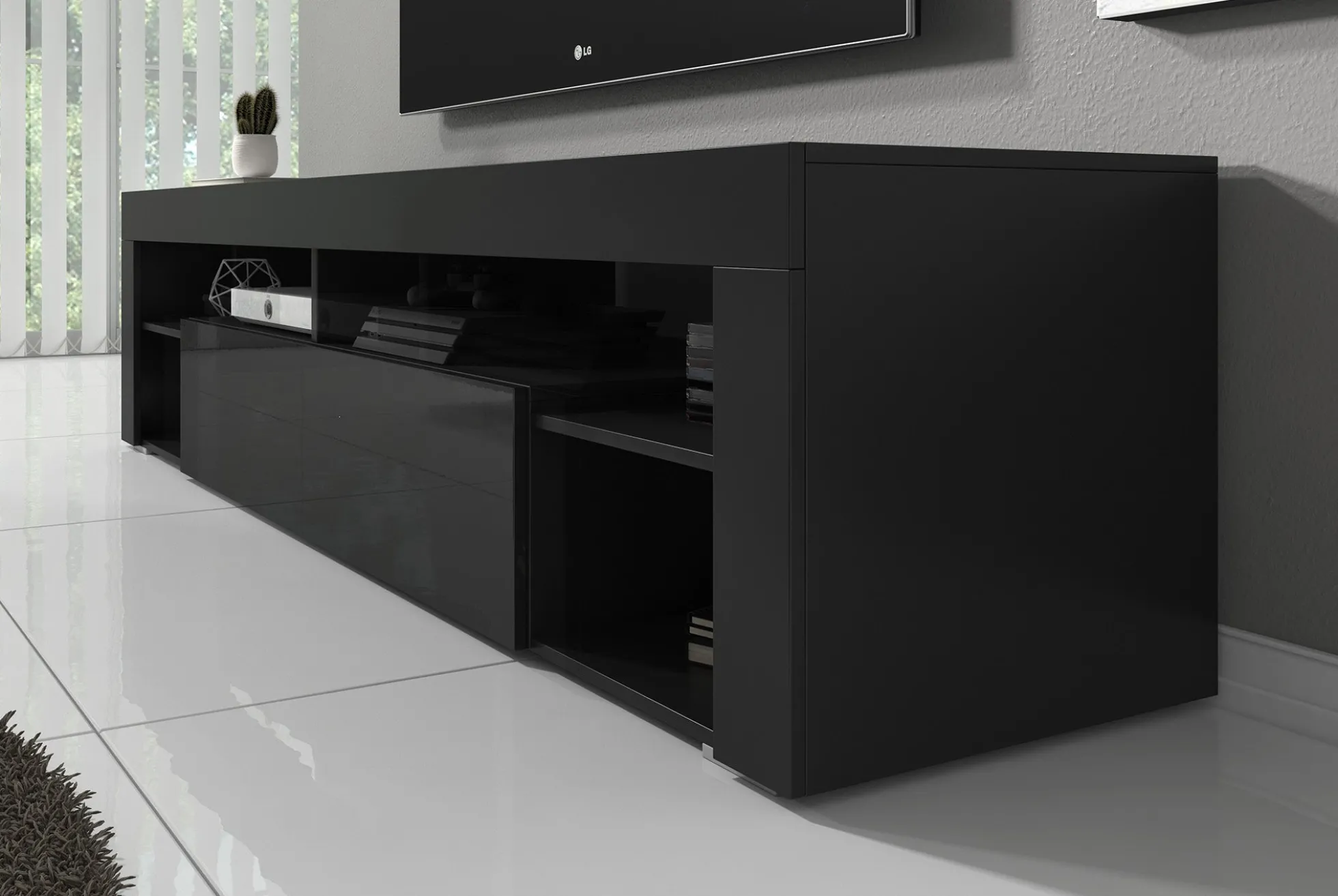 Fancy - TV-Meubel - Zwart - 200 cm