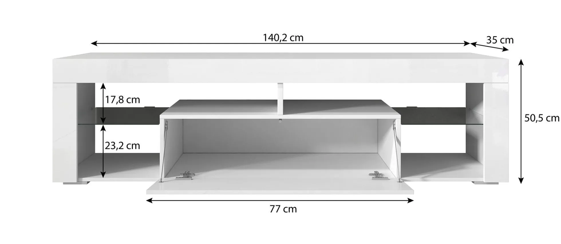 Fancy - TV-Meubel - Zwart - 140 cm