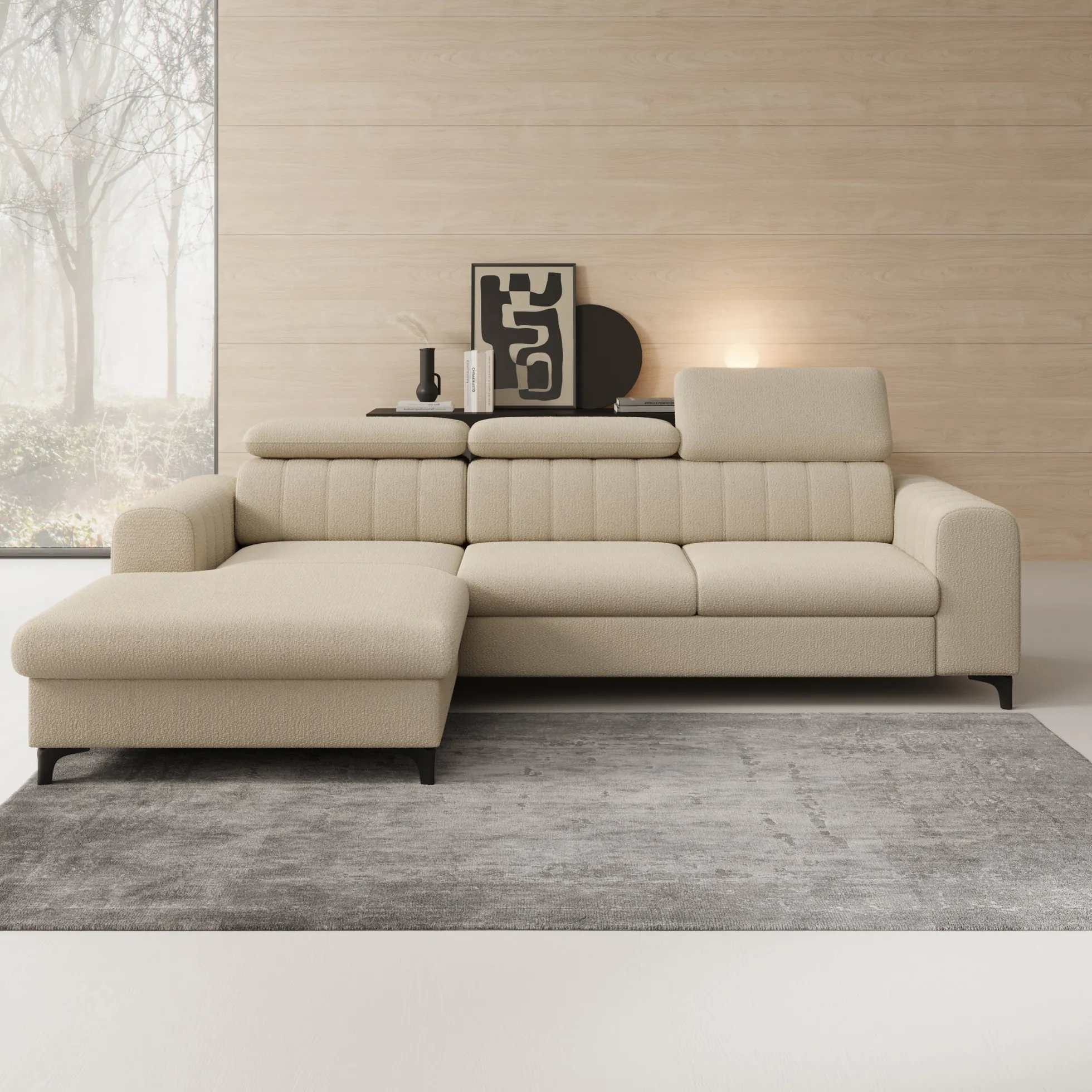 Fanoe - Hoekbank 3-zits met chaise longue - Stof beige - Links