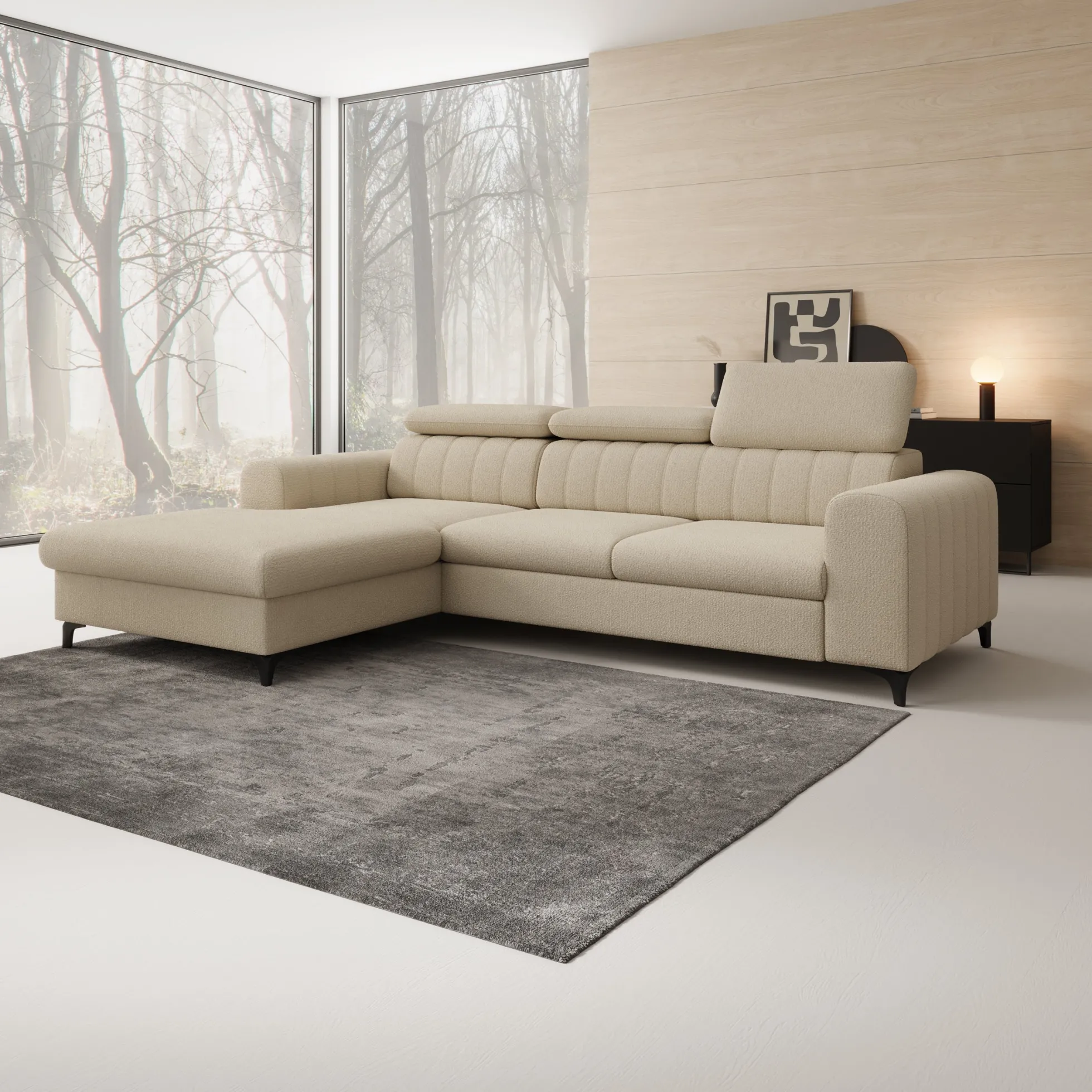 Fanoe - Hoekbank 3-zits met chaise longue - Stof beige - Links
