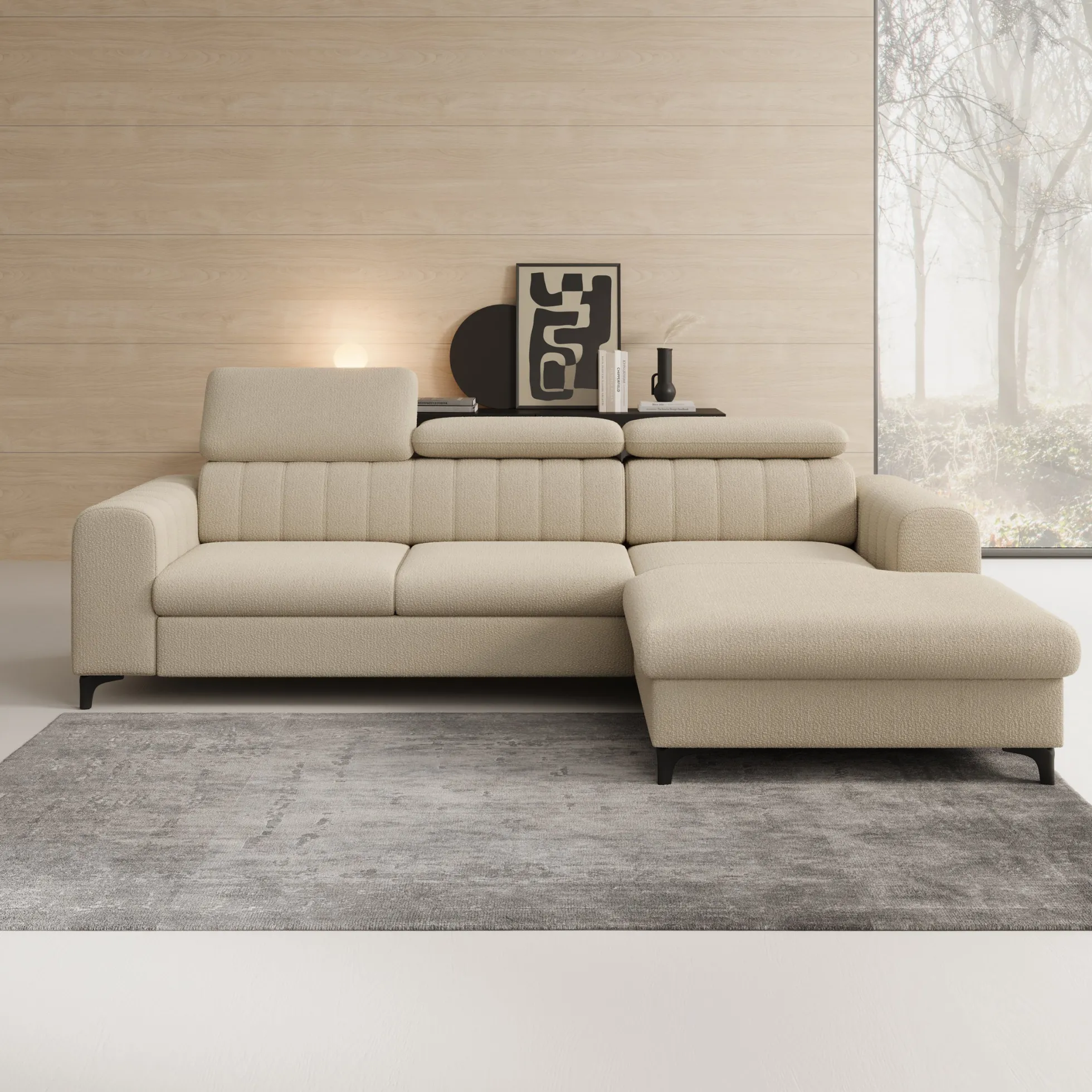 Fanoe - Hoekbank 3-zits met chaise longue - Stof beige - Rechts