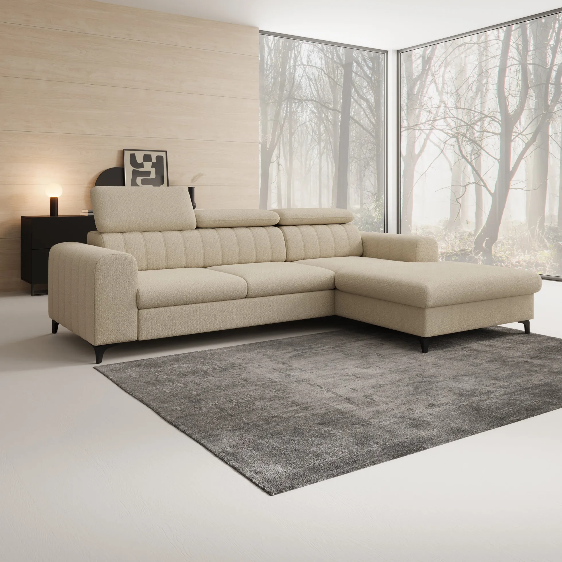 Fanoe - Hoekbank 3-zits met chaise longue - Stof beige - Rechts