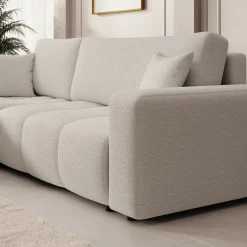 Feather - Hoekbank 3-zits met chaise longue - Teddystof wit - Universe