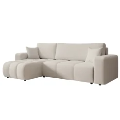 Feather - Hoekbank 3-zits met chaise longue - Teddystof wit - Universe