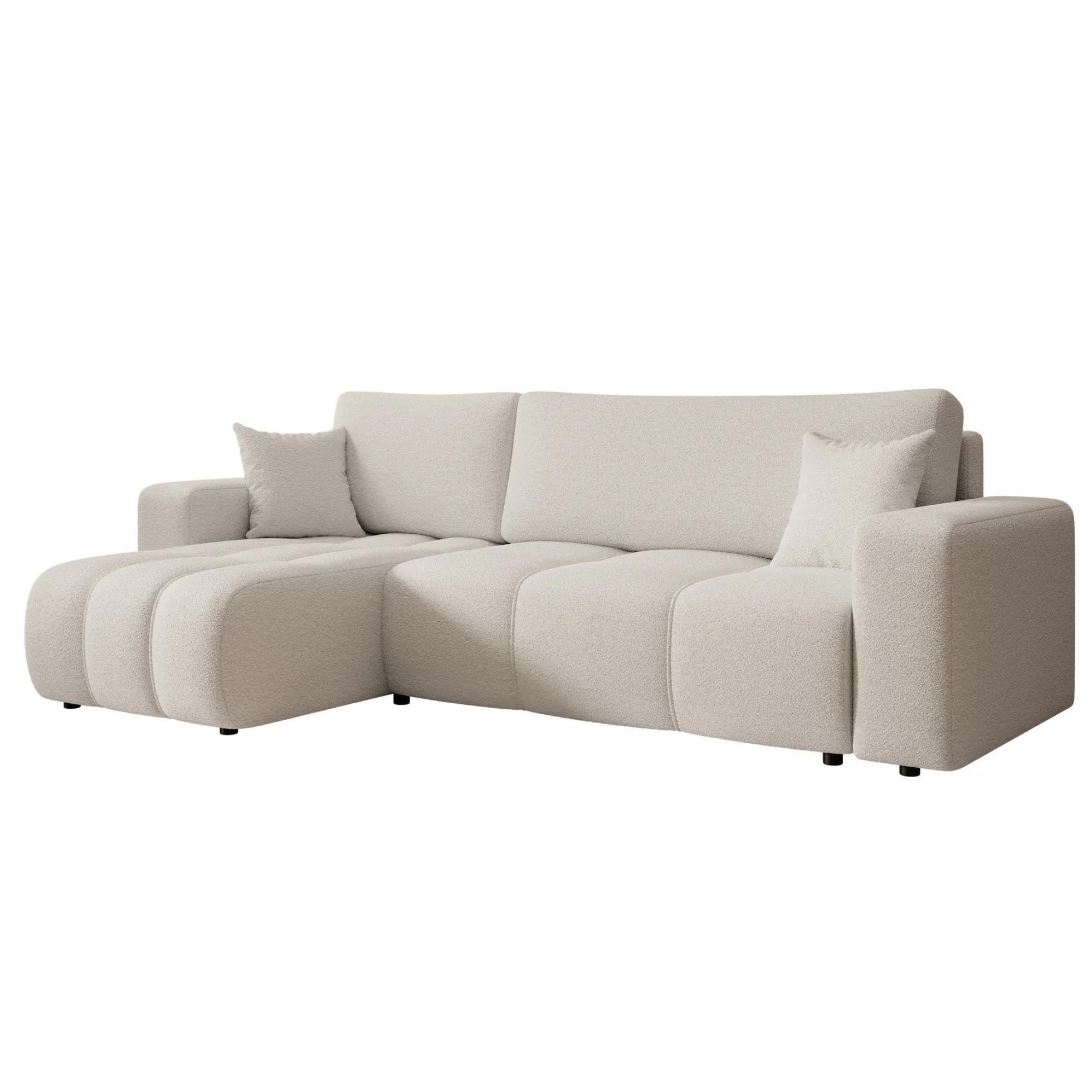 Feather - Hoekbank 3-zits met chaise longue - Teddystof wit - Universe