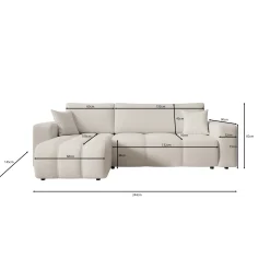 Feather - Hoekbank 3-zits met chaise longue - Teddystof wit - Universe