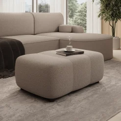 Feather - Poef - Teddystof taupe - 93x62x38 cm