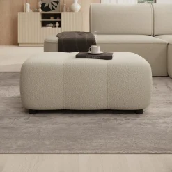 Feather - Poef - Teddystof beige - 93x62x38 cm