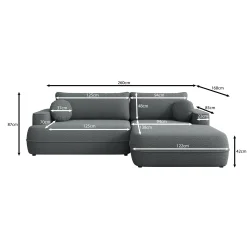 Fensa - Hoekbank 3-zits met chaise longue - Stof grijs - Rechts