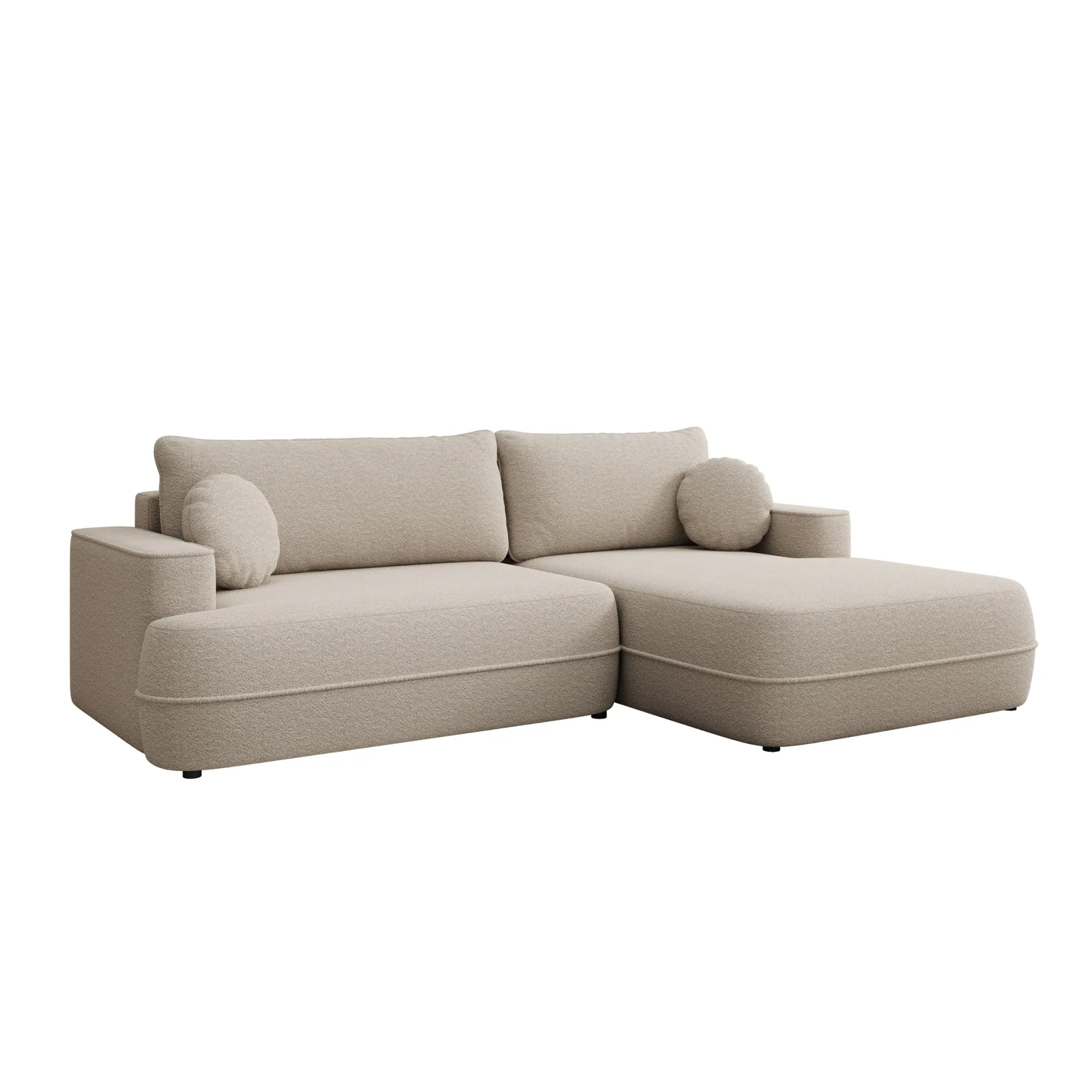Fensa - Hoekbank 3-zits met chaise longue - Stof beige - Rechts