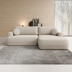 Fensa - Hoekbank 3-zits met chaise longue - Stof beige - Rechts