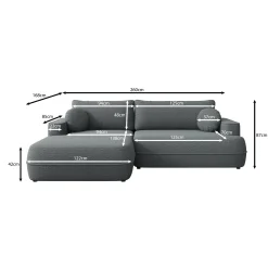Fensa - Hoekbank 3-zits met chaise longue - Stof grijs - Links