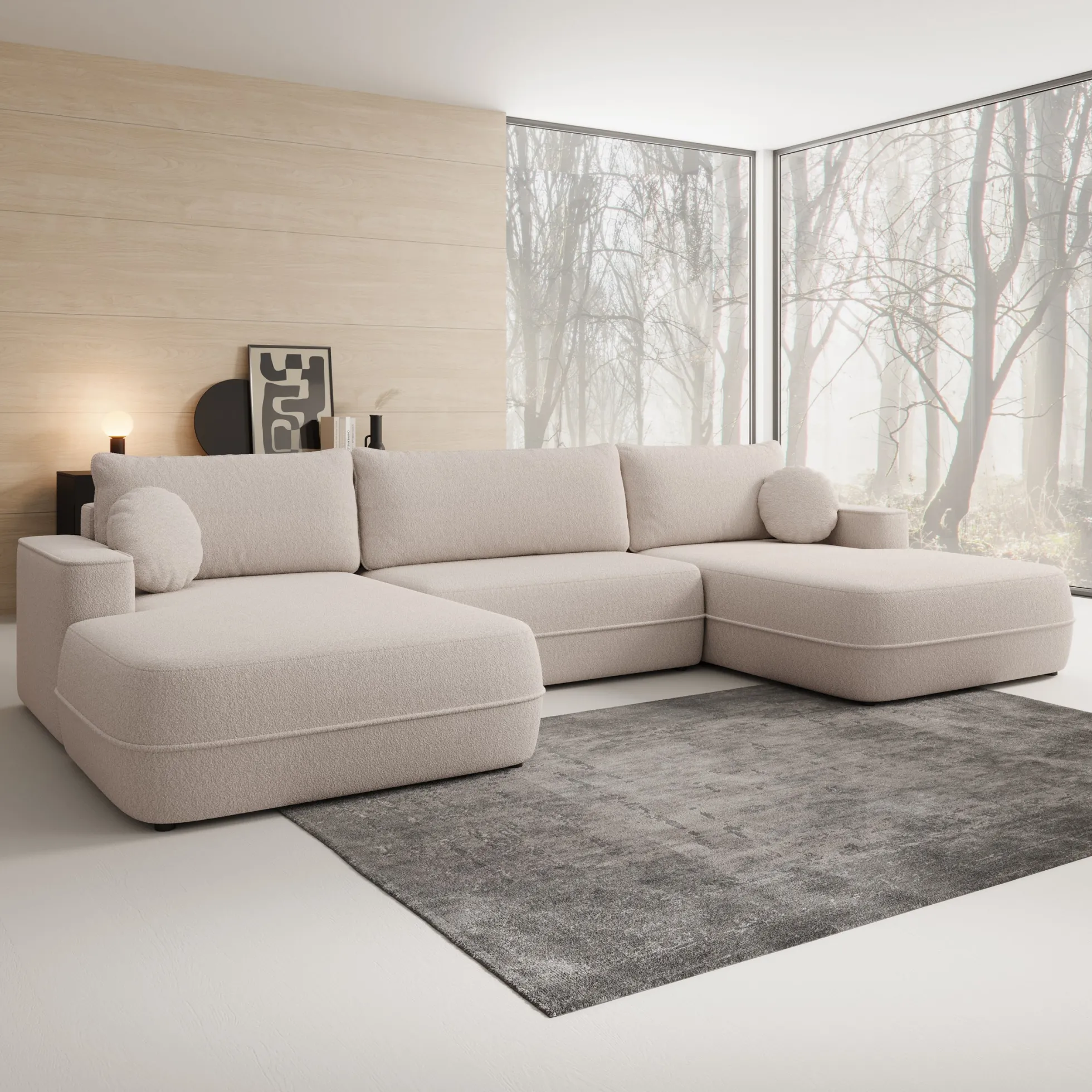 Fensa XL - Hoekbank 5-zits met chaise longue - Stof beige
