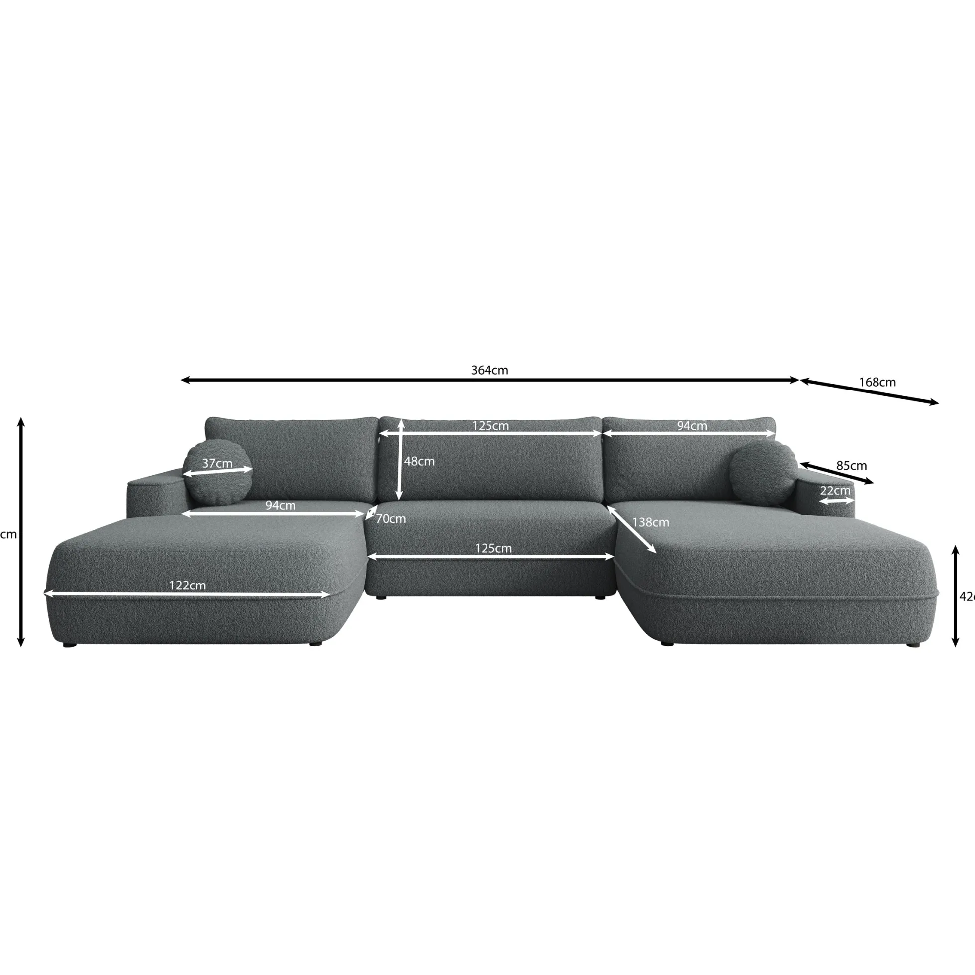 Fensa XL - Hoekbank 5-zits met chaise longue - Stof beige