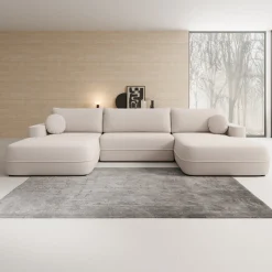 Fensa XL - Hoekbank 5-zits met chaise longue - Stof beige